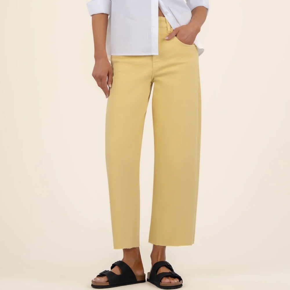 Kut Gwen High Rise Wide Leg Yellow Jeans Size 4